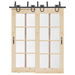 Kit de ferragens para porta deslizante 183 cm aço preto
