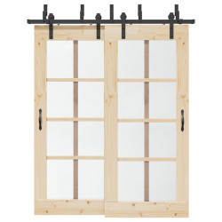 Kit de ferragens para porta deslizante 183 cm aço preto