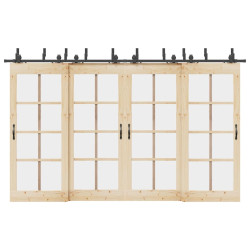 Kit de ferragens para porta deslizante 366 cm aço preto