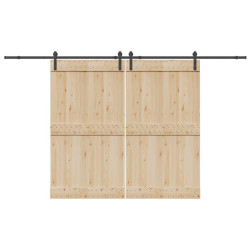 Kit de ferragens para porta deslizante 366 cm aço preto