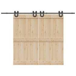 Kit de ferragens para porta deslizante 366 cm aço preto