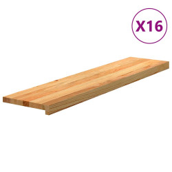 Tapetes de escada 16 pcs 110x25x2 cm carvalho castanho-claro