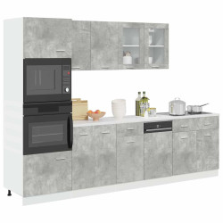7 Pcs conj. de armários de cozinha lyon cinzento cimento