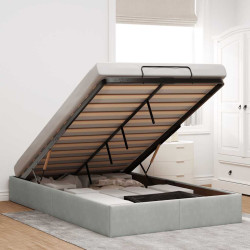 Otomano bed frame no colchão cinzento claro 120x190 cm veludo