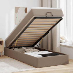 Estrutura de cama otomana com colchão cappucino 90x200 cm