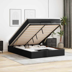 Estrutura de cama otomana com colchão 140x200 cm preta