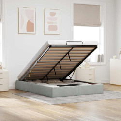Otomano bed frame no colchão cinzento claro 140x190 cm veludo