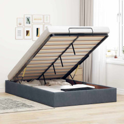 Otomano bed frame no colchão cinzento escuro 120x200 cm veludo