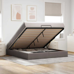 Moldura de cama otomana com tecido taupe 180x200cm