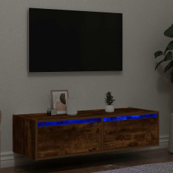 Móvel de TV com luzes LED 100x35,5x25 cm carvalho fumado