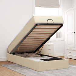 Estrutura de cama otomana com creme de colchão 90x200cm tecido
