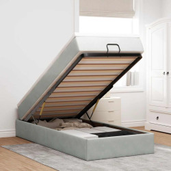 Estrutura cama otomana colchão 90x200 cm veludo cinzento claro