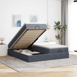 Estrutura cama otomana colchões 160x200 cm cinzento escuro