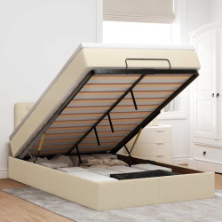 Estrutura de cama otomana com colchão tecido creme 120x200cm