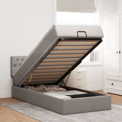 Estrutura de cama otomana com colchão tecido cinzento 80x200cm
