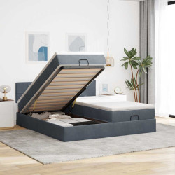 Estrutura cama otomana colchões 160x200 cm cinzento escuro