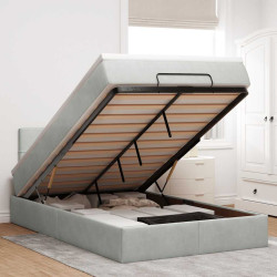 Cama otomana com colchão & leds 120x190cm veludo cinza-claro