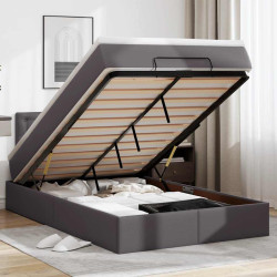 Cama otomana com colchões & leds 120x190 cm couro artificial