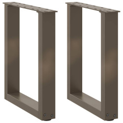 Pés para mesa de centro em formato de u, 2 peças, aço natural, 38 x (42-43) cm, aço