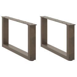 Pés para mesa de centro em formato de u, 2 peças, aço natural, 60x(30-31) cm, aço