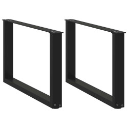 Pés para mesa de centro em formato de u, 2 peças, preto, 60x (42-43) cm, aço