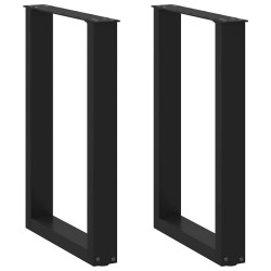 Pés de mesa de jantar em forma de u, 2 peças, preto, 50x(72-73) cm, aço