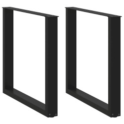 Pés de mesa de jantar em forma de u, 2 peças, preto, 80x (72-73) cm, aço