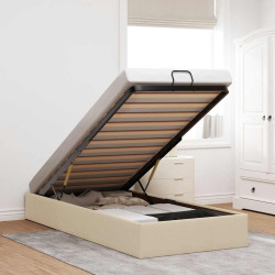Estrutura de cama otomana sem colchão 90x190 cm tecido creme
