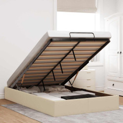Estrutura de cama otomana sem colchão 120x190 cm tecido creme