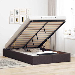 Estrutura de cama otomana sem colchão 120x190cm castanho escuro