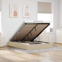 Estrutura cama otomana sem colchão 140x200 cm tecido cor creme