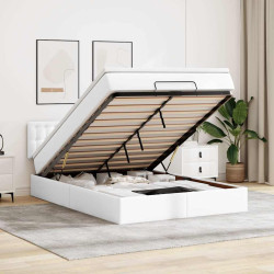 Cama otomana com colchões & leds 140x200 cm couro artificial