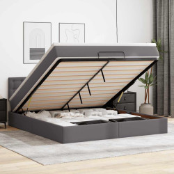 Cama otomana com colchões & leds 180x200 cm couro artificial