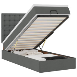 Estrutura cama otomana colchão 80x200 cm tecido cinzento escuro