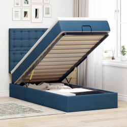 Cama otomana com colchão 90x200 cm tecido azul