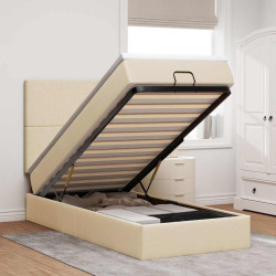 Estrutura de cama otomana com creme de colchão 90x190cm tecido