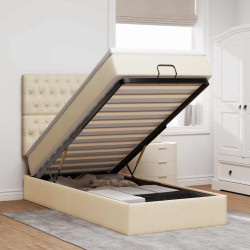 Estrutura de cama otomana com creme de colchão 90x190cm tecido