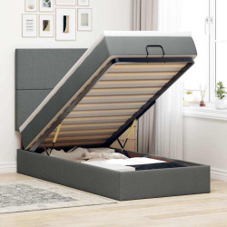 Estrutura cama otomana colchão 90x190 cm tecido cinzento escuro