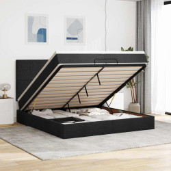 63 / 5,000Vidaxl estrutura de cama otomana com colchões tecido preto