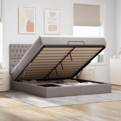Moldura de cama otomana com tecido taupe 180x200cm
