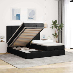 63 / 5,000Vidaxl estrutura de cama otomana com colchões tecido preto
