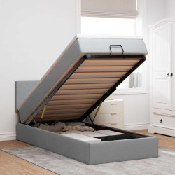 Cama otomana com colchão 90x200 cm tecido cinzento claro