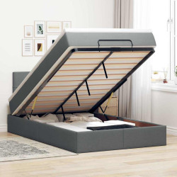 Cama otomana com colchão 120x190 cm tecido cinzento escuro