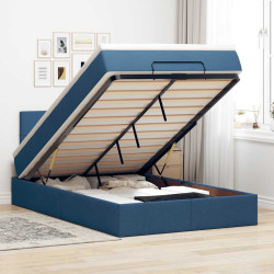 Cama otomana com colchão 120x200 cm tecido azul