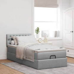 Estrutura cama otomana colchão 80x200 cm tecido cinzento claro