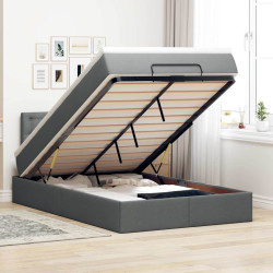 Cama otomana com colchão 120x200 cm tecido cinzento escuro
