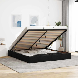 Estrutura de cama otomana sem colchão 180x200 cm tecido preto