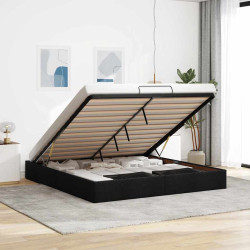 Estrutura de cama otomana sem colchão 160x200 cm tecido preto