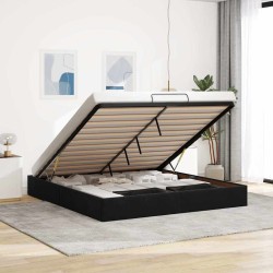 Estrutura de cama otomana sem colchão 160x200 cm veludo preto