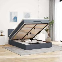 Estrutura de cama otomana com colchão 140x190cm cinzento escuro